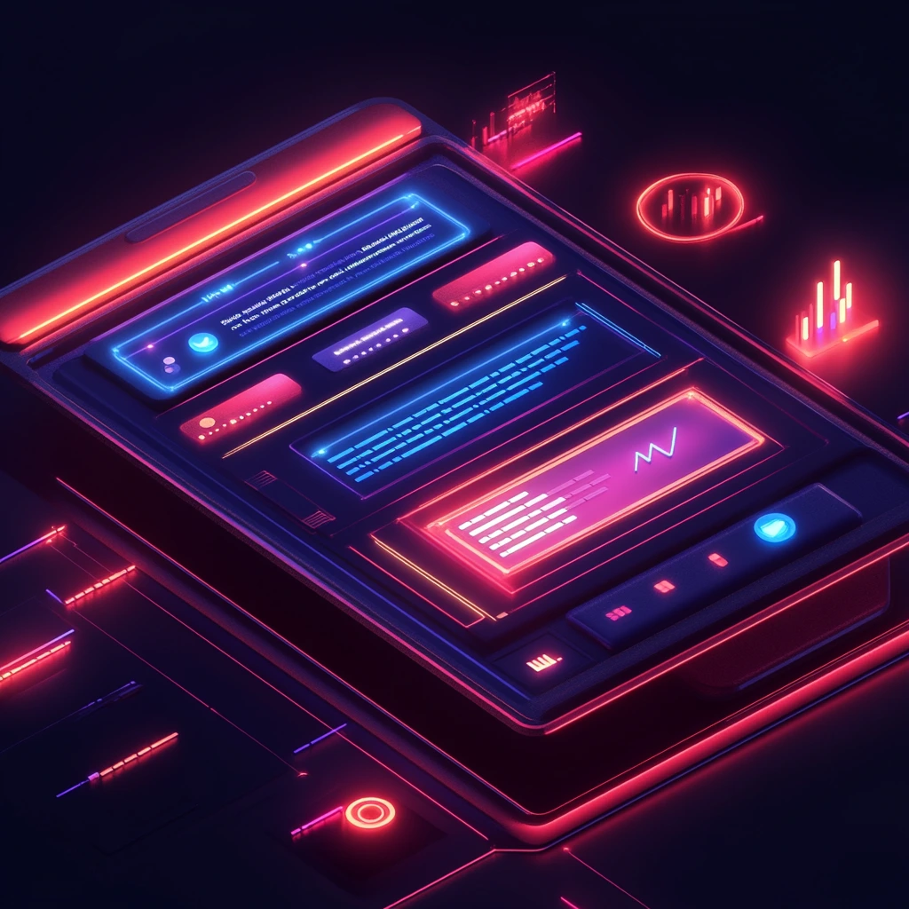 3D illustration of a website analytics dashboard